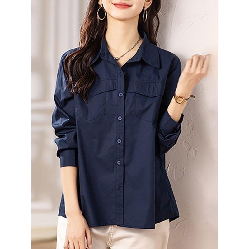 Cotton and Women's Outfits Are Fashionable This Year's Popular Tops Small Shirts Long-sleeved Shirts