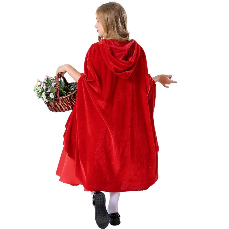 New Children's Halloween Fairy Tale Little Red Riding Hood Dress Retro Court Cosplay Costume Parent-child Costume