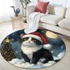 Christmas cat pattern round rug,Carpet Rug for Living Room Bedroom Playroom ,Non-slip Floor Mat,Holiday Gifts and Birthday Gifts.