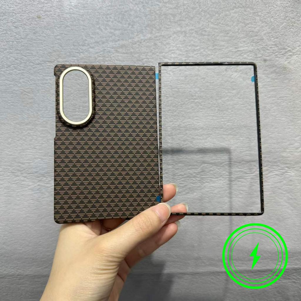 Магнитный чехол из ПК с узором под углеродное волокно для Samsung Galaxy Z Fold 8 для зарядки Magsafe, тонкий, защищающий объектив