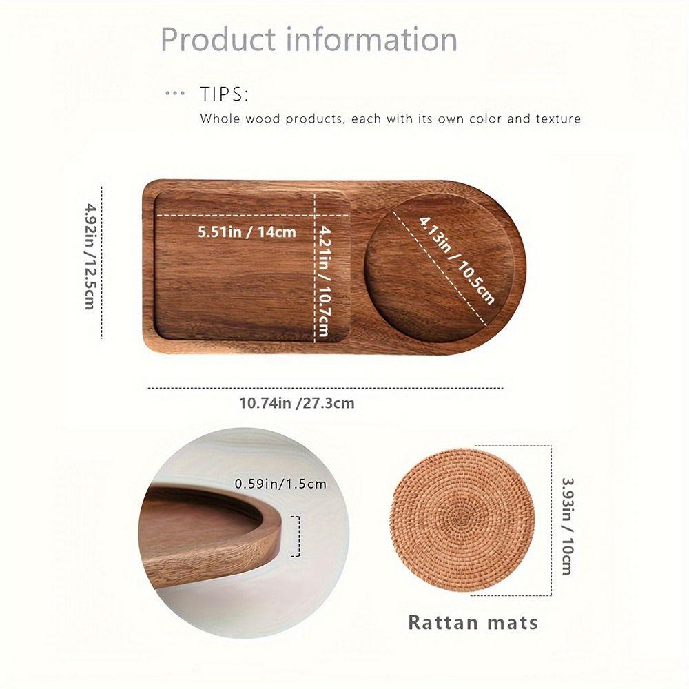 High Quality Wood Coffee Tray Brown Cup/Food/Dessert Wood Plate Cup Mat Weaving Mate Breakfast Tray House Hold