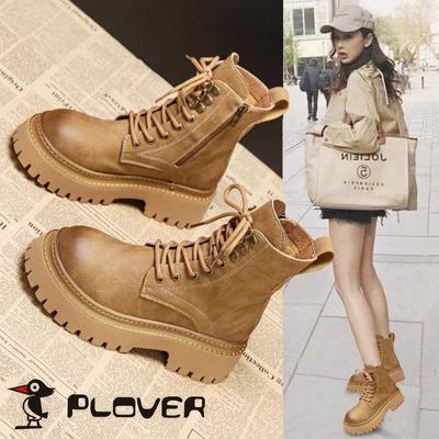 Женские черные ботинки Мартин в британском стиле: 2025 Весна и Осень, Стройнящие, Толстая подошва, Увеличивающие рост короткие ретро мотоциклетные ботинки