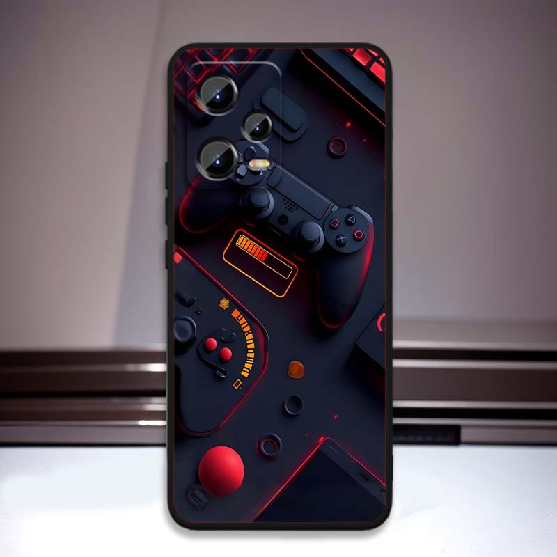 Креативный чехол для телефона в виде игрового контроллера Для Xiaomi Redmi Note 15 14 13 12 12S 11E 11 11S Pro Plus 4G 5G Черный Мягкий ТПУ