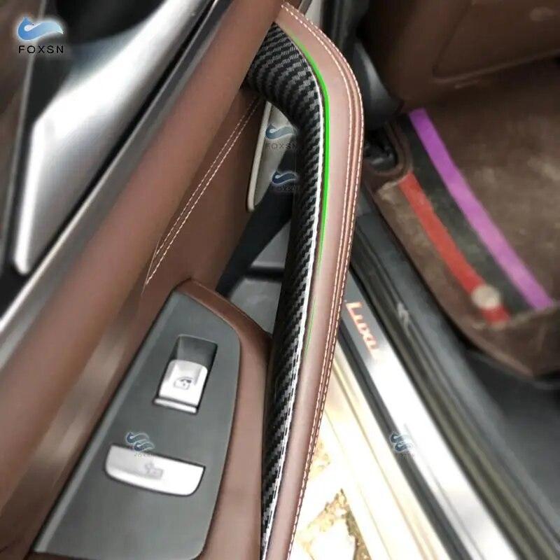 Для BMW 5 серии G30 G38 2018 салон автомобиля углеродное волокно текстура дверной подлокотник ручка защитная крышка накладка