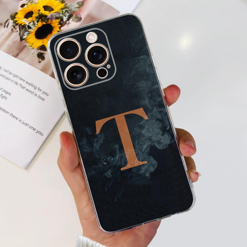 Для iPhone 16 Pro Max iPhone16 Pro Модный чехол с инициалом Для iPhone 16Pro 16ProMax Прозрачный ТПУ Мягкий силиконовый чехол для телефона