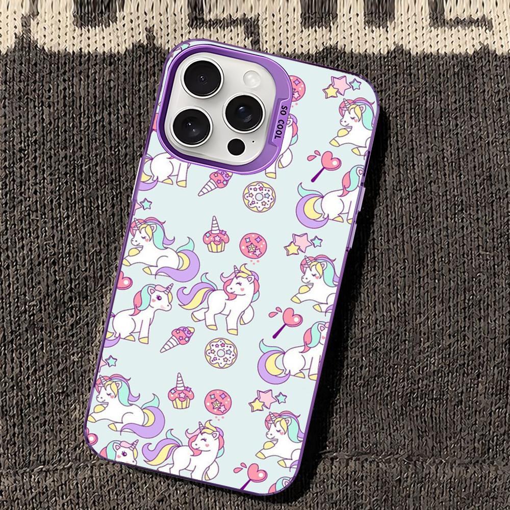 Мультяшный чехол для телефона с единорогом для iPhone 16 15 14 13 12 11 Pro Max X XR XSMAX 8 7 Plus Матовый противоударный задний чехол