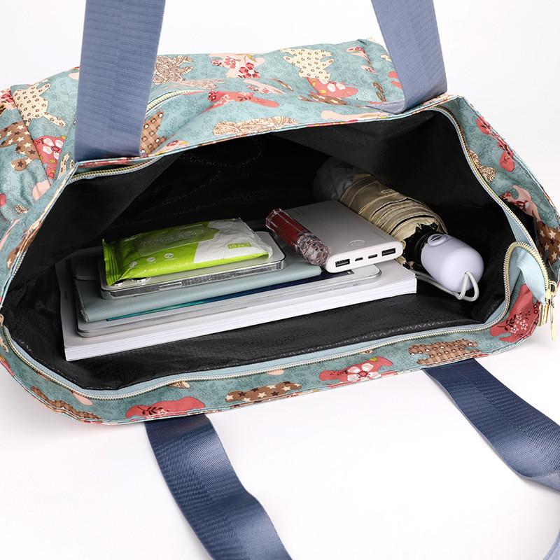 Stylish Urban Nylon Shoulder Bag For Women Spacious Tote Bag With Chic Floral Patterns