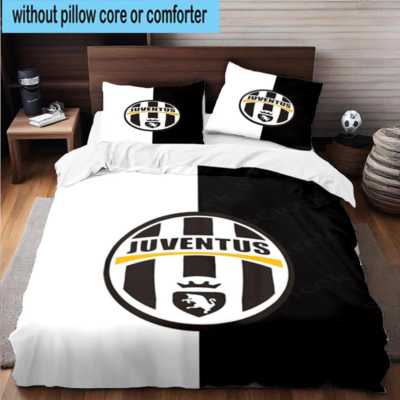 3pcs Juventus Football Club Printed Bedding Set Duvet Cover Closure Includes 1 Duvet Cover & 2 Pillowcases Bedding Sets Home Decor Gifts
