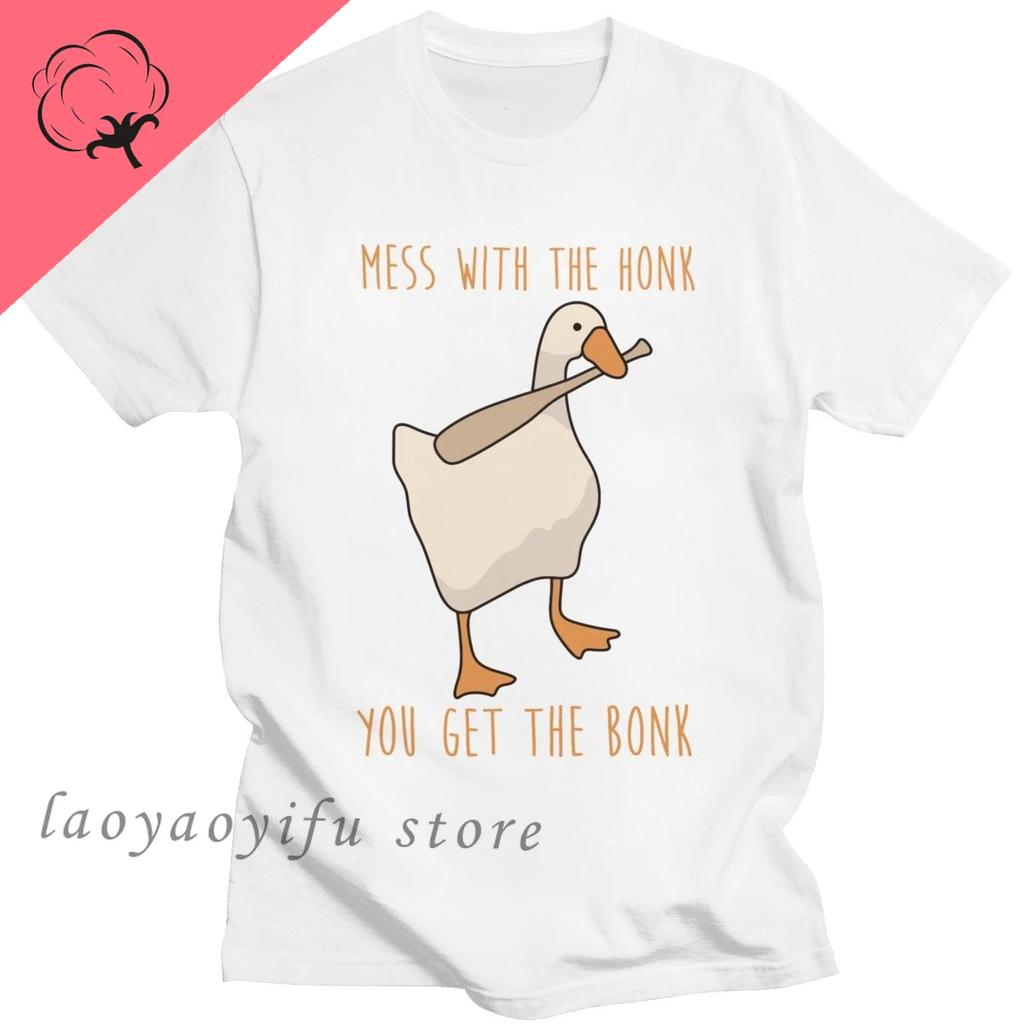 Модные мужские футболки Смешные топы Untitled Goose Game Женские хлопковые мягкие свободные футболки Свяжешься с гудком - получишь бонк Футболка