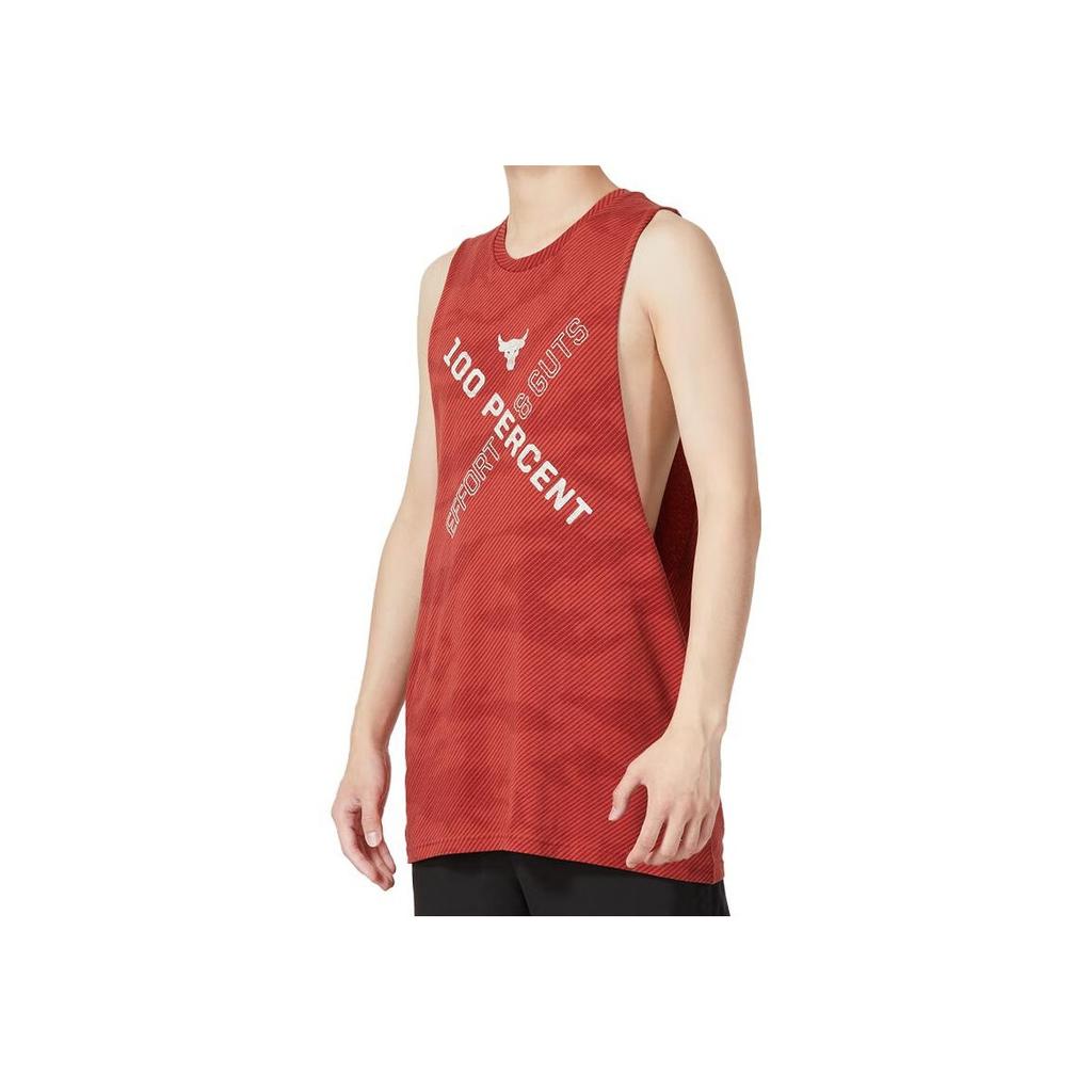Under Armour Project Rock Letter Print Sports Training Breathable Жилет Мужской Красный 1370488-635