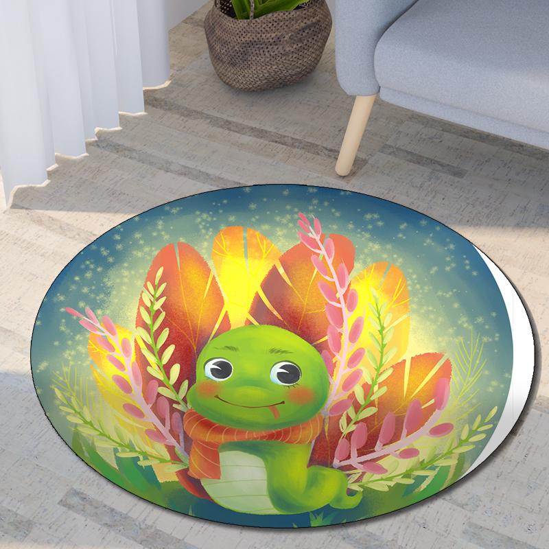 Круглый ковер с принтом двенадцати китайских знаков зодиака, детский коврик для гостиной, напольный коврик для спальни, нескользящий коврик, подарок на Новый год