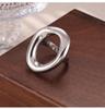 Hong Kong Cool Minimalist Geometric Oval Hollow Titanium Ring