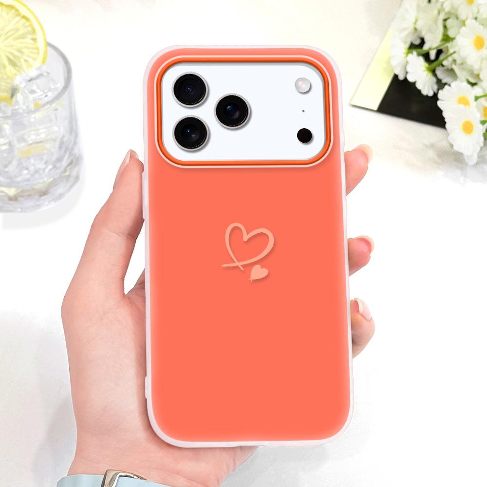 Простой Чехол для Телефона в Форме Сердца для IPhone 17 17E Air 16 16E 15 Plus Pro Max Конфетного Цвета