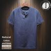 Мужская футболка большого размера свободного кроя из хлопка и льна с коротким рукавом