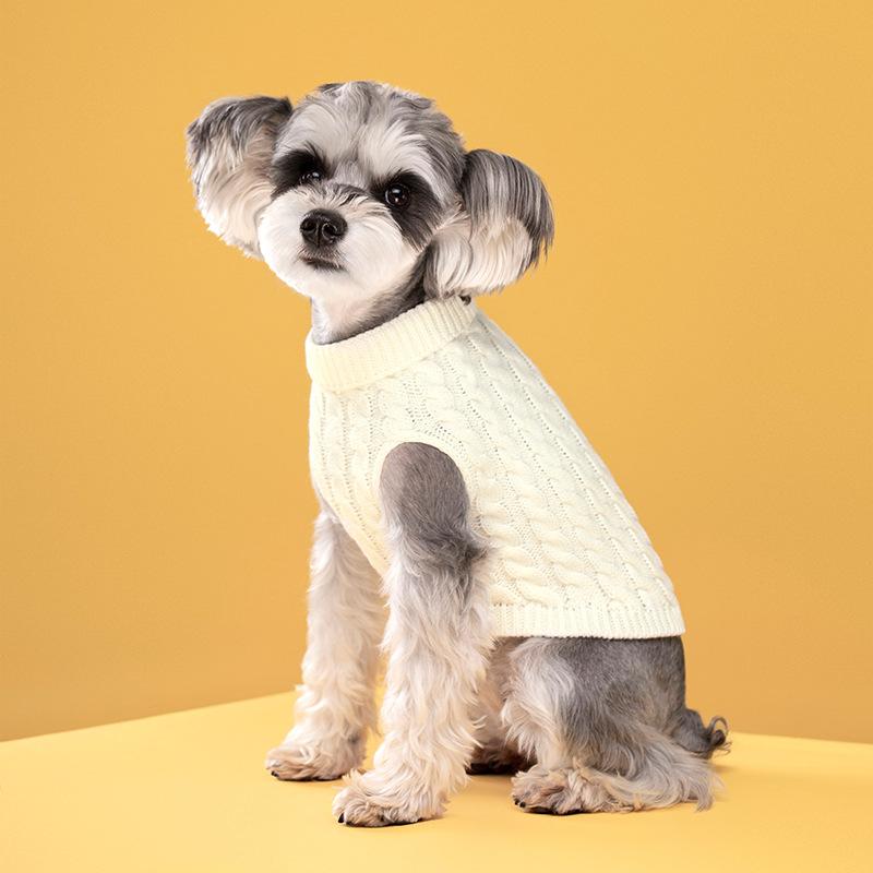 Pet Clothes Autumn and Winter Fashion Candy Color Sweaters for Dogs Cute Pets Solid Color Cable Knit Pullovers