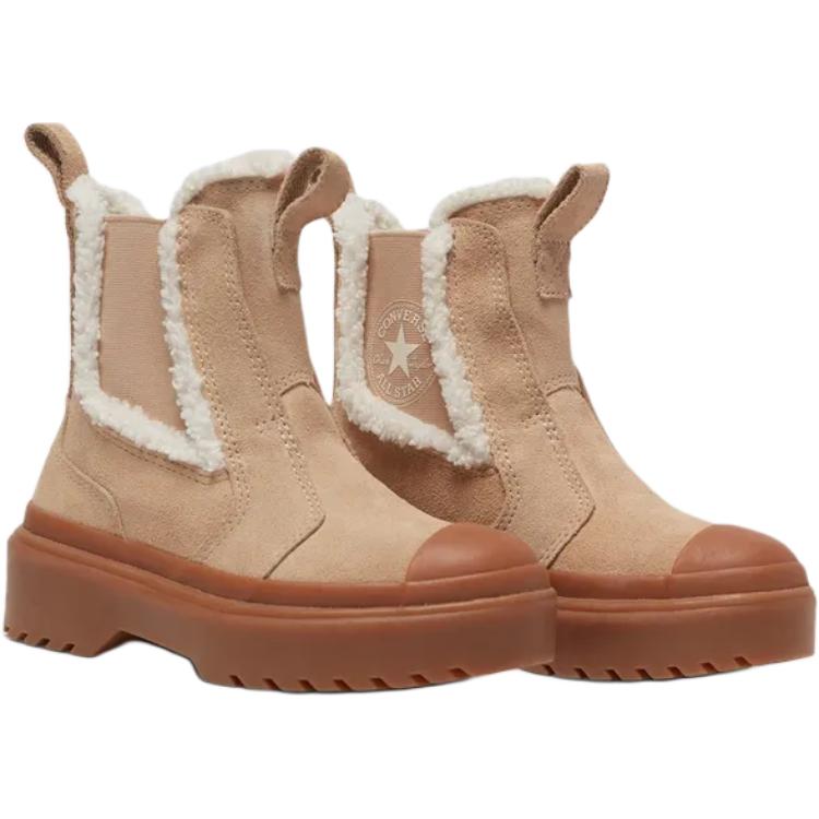 Converse Chuck Taylor All Star Lugged Chelsea Boot PS Warm Quarry Kids Sneakers Tan Egret Gum A09258C