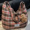 Простая и вместительная клетчатая сумка для поездок на работу, женская, новая, осень-зима 2025, на плечо, сумка-мессенджер, зарубежная сумка-тоут для поездок на работу