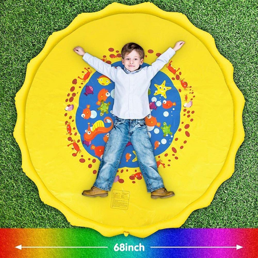 Летний уличный брызгозащитный коврик для детей, игровой бассейн с разбрызгивателем воды, 170 см, надувной фонтан, ванна для детей и домашних животных.