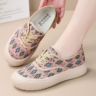 Новые осенние парусиновые туфли дофаминовые дышащие универсальные тканевые туфли повседневные для мамы мягкая подошва нескользящие педали женские толстая подошва