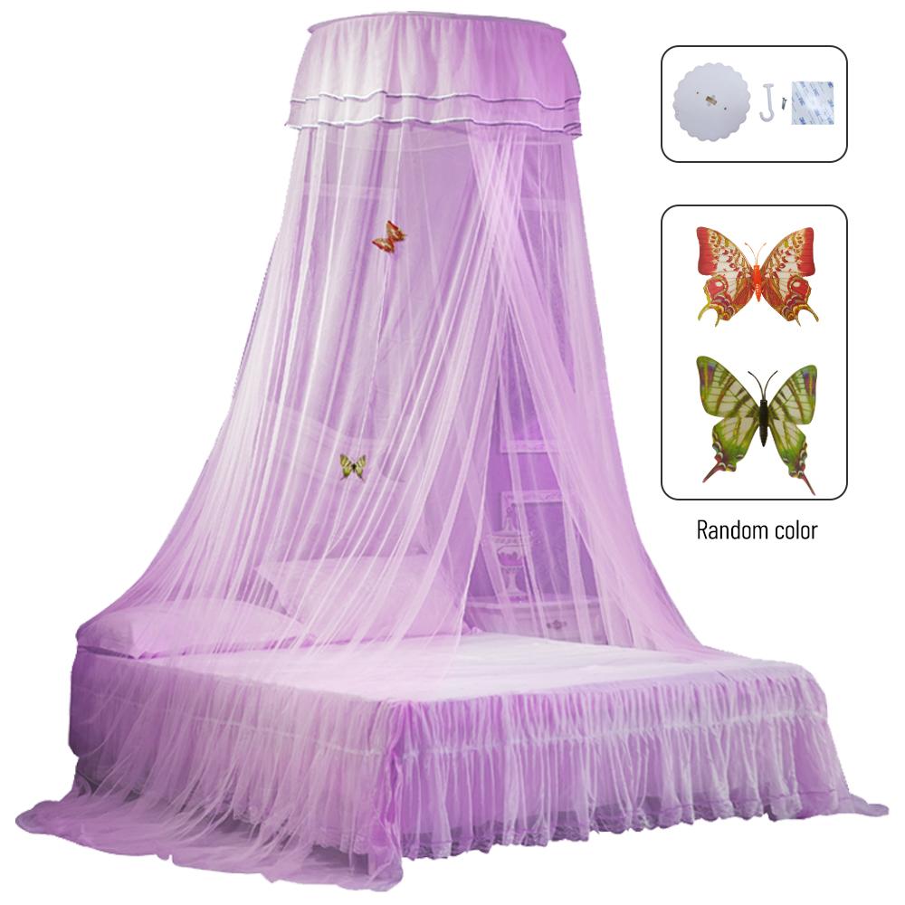 Универсальная купольная кровать с балдахином, одинарный вход, мелкая сетка, кружевная занавеска для спальни в стиле принцессы