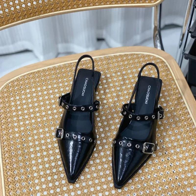 Сандалии для женщин с острым носком, повседневная женская обувь на низком каблуке, летние удобные, трендовые, противоскользящие, лучшие или трендовые