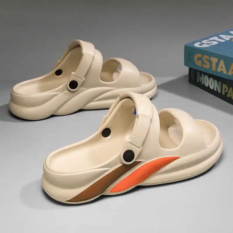 Мужские пляжные сандалии без задника, весенне-осенние, цветные, шлепанцы, обувь, кроссовки, спортивный тренд, люксовый бренд выпускает новые