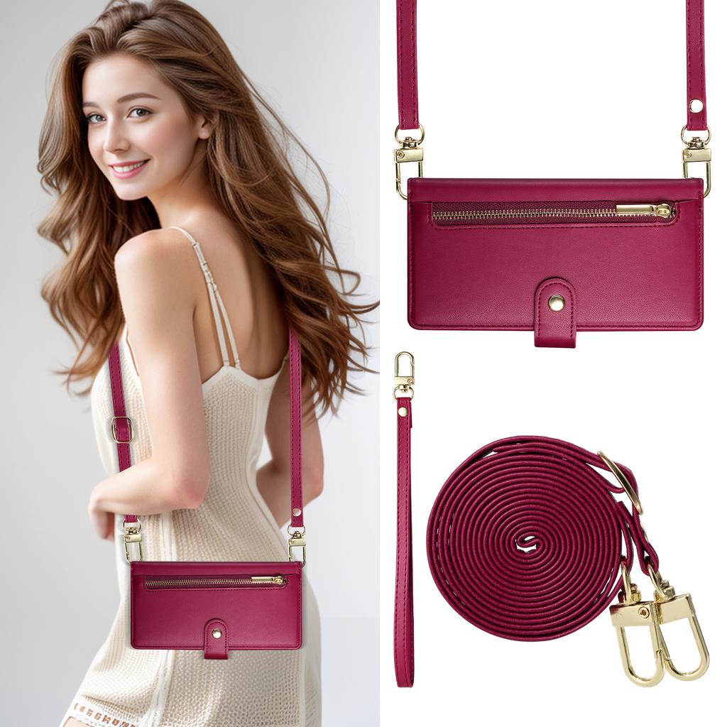 DF-011 For Samsung Galaxy A34 5G Case Card Slots Zipper Leather Cover Crossbody Phone Bag