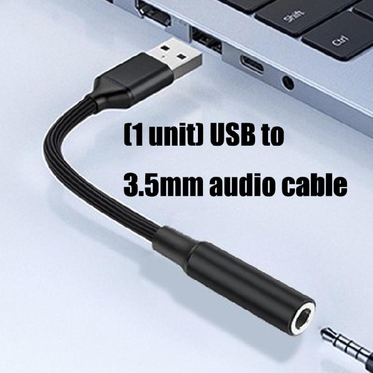 Braided USB To 3.5mm Auditory Cord For Speakers Headphones Gaming Consoles Connection Cable