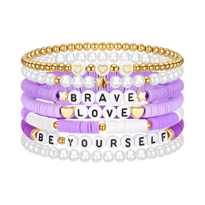 JYL TS Bracelet Stackable Elastic  Letter Beads Inspires Joy & Optimism Daily