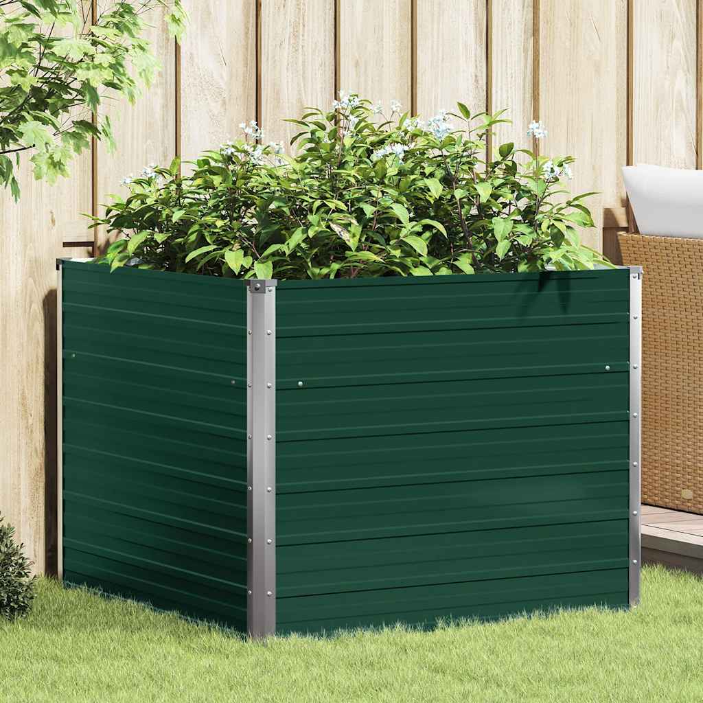 Raised Garden Bed 100 x 100 x 77 cm Galvanized Steel Green