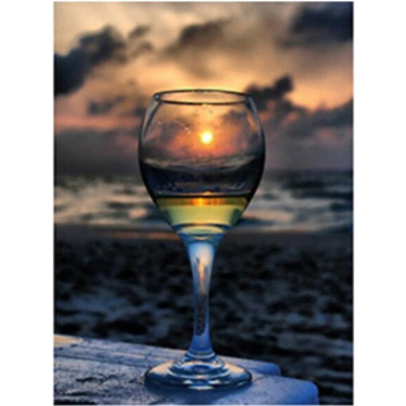 Diy 5d Wine Painting Diamond Glass Art Diamond Embroidery Cross Stitch Kit Full Rhinestone Mosaic Home Decor