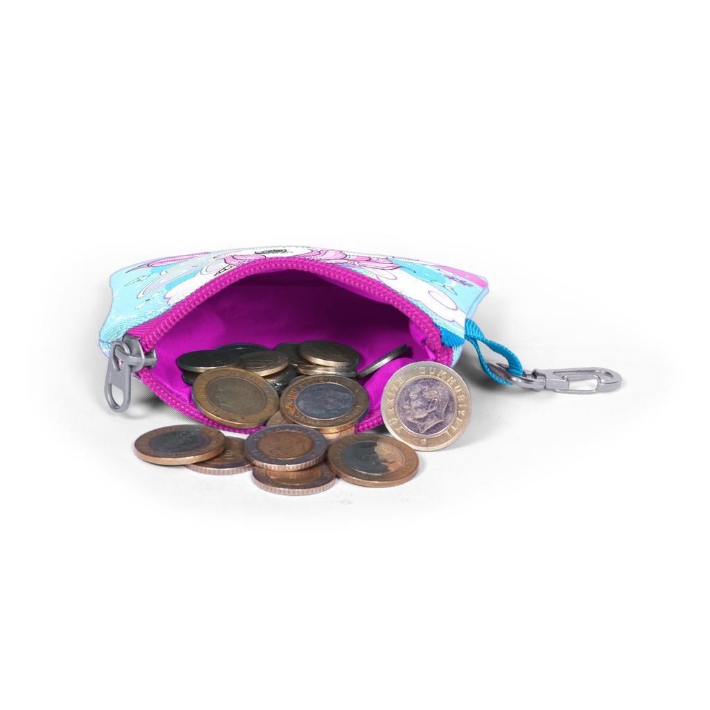 coral high Kids Blue Neon Pink Unicorn Patterned Coin Purse 21811