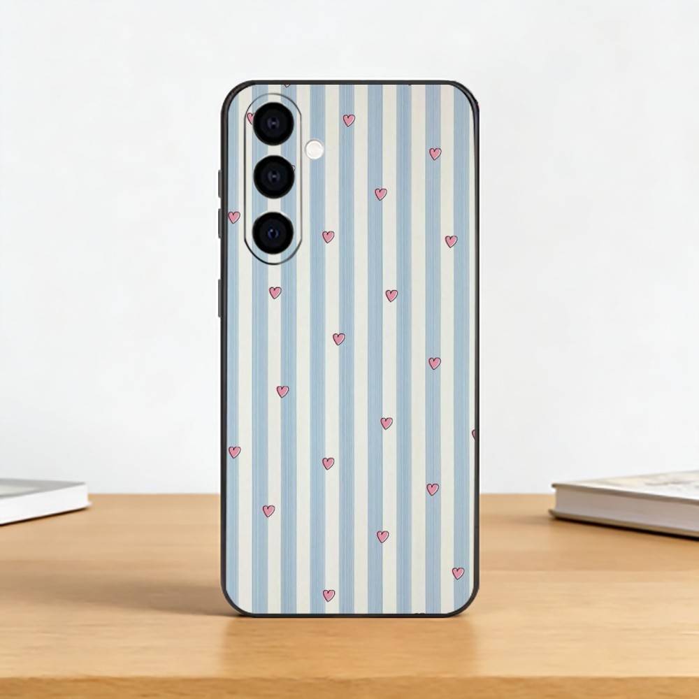 L-голубой в полоску Чехол для телефона Для Samsung Galaxy A73,A72,A71,A70,A53,A52,A51,Другие Мягкий черный чехол