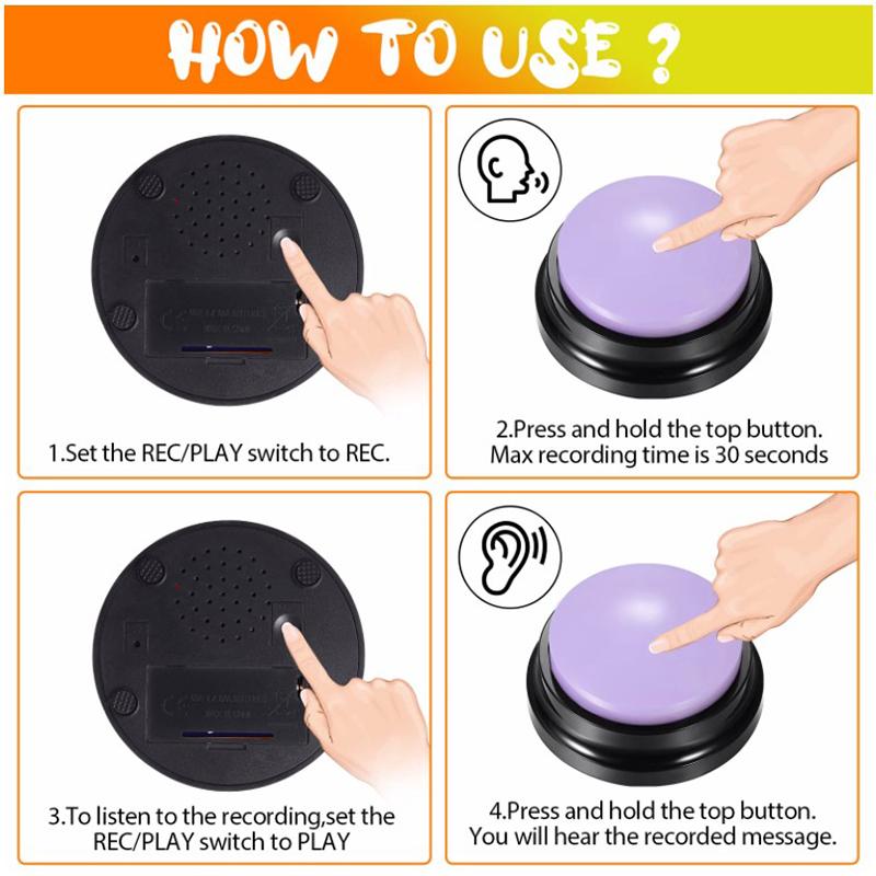 1 шт. записываемая говорящая кнопка детская интерактивная игрушка фонограф ответ зуммер