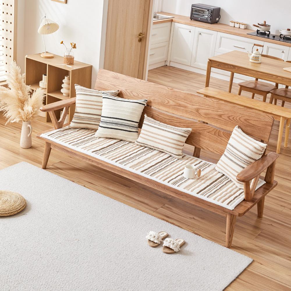 Полосатая плюшевая диванная подушка из шенилла, всесезонная нескользящая подушка на сиденье из массива красного дерева, новая модель, утолщенная плюшевая