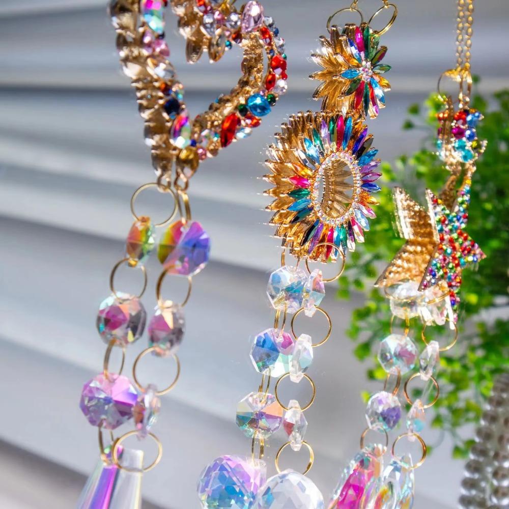 DIY Gardening Sun Catcher Shiny Crystal Wind Chime Colorful Hanging Catcher Ornaments Window