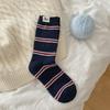 Женские осенне-зимние теплые ретро трендовые носки средней длины из шерсти с узором в полоску, горошек, двойной ротис, твист, махровые