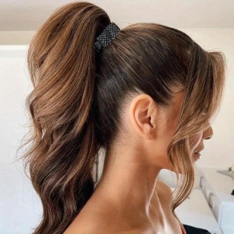 1 шт. Элегантные сверкающие стразы, декоративные зажимы для волос, нескользящие держатели для хвостиков, модные аксессуары для укладки волос для женщин