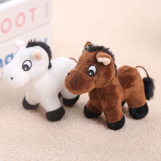 Cute Cartoon Plush Horse Doll Keychain Miniature Stuffed Animal Keyring Bag Pendant Stress Relief