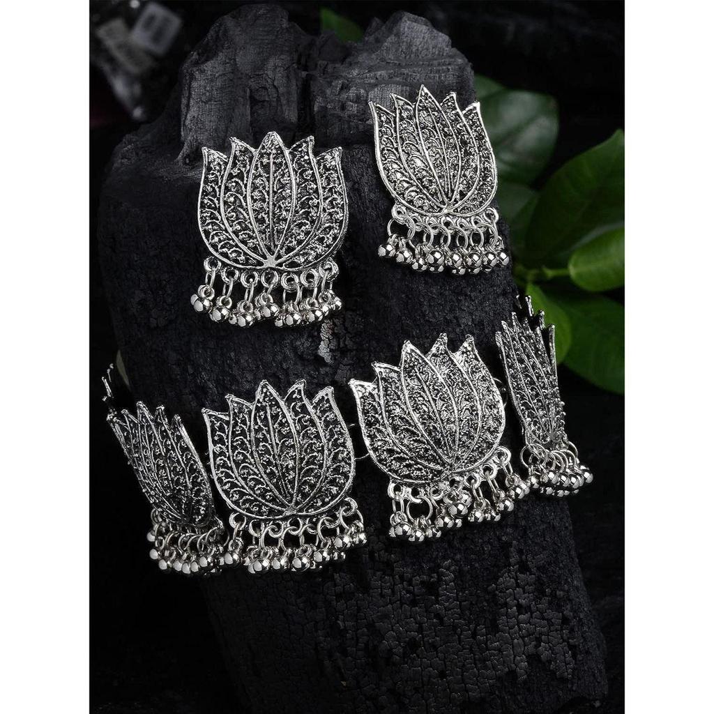 Сияющая мода Diva, новейший стильный необычный окисленный серебряный колье в этническом стиле, ожерелье, комплект украшений для женщин