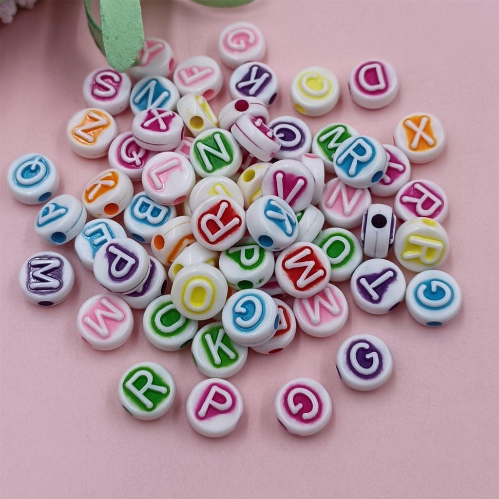 100pcs Acrylic Flowers Rose Alphabet Round Beads Butterfly Beads DIY Beaded Material Handmade Necklace Bracelet Jewelry Accessories