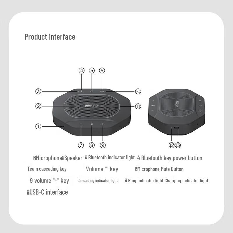 Lenovo Беспроводной конференц-спикер и микрофон Thinkplus MK-MC600 (Китайская версия)