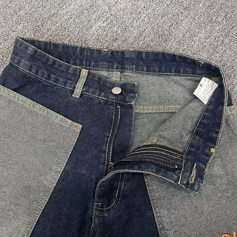 Мужские джинсовые шорты RogueWave Y2K Харадзюку Хип-хоп Мультяшная вышивка Синие Мешковатые Джинсовые Повседневные Шорты до колена