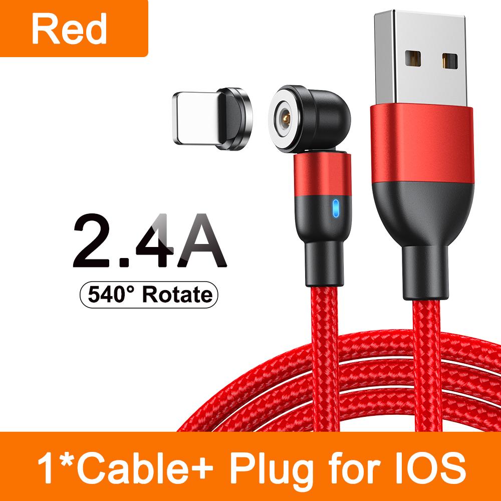 AUFU 540 Rotate Magnetic Type C Cable 3 in 1 Fast Charging Cable For iPhone Xiaomi Samsung Huawei Micro USB Magnet Charge Wire