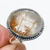 Natural Golden Rutile Gemstone Handmade 925 Solid Silver Jewelry Ring S.8 C1g56