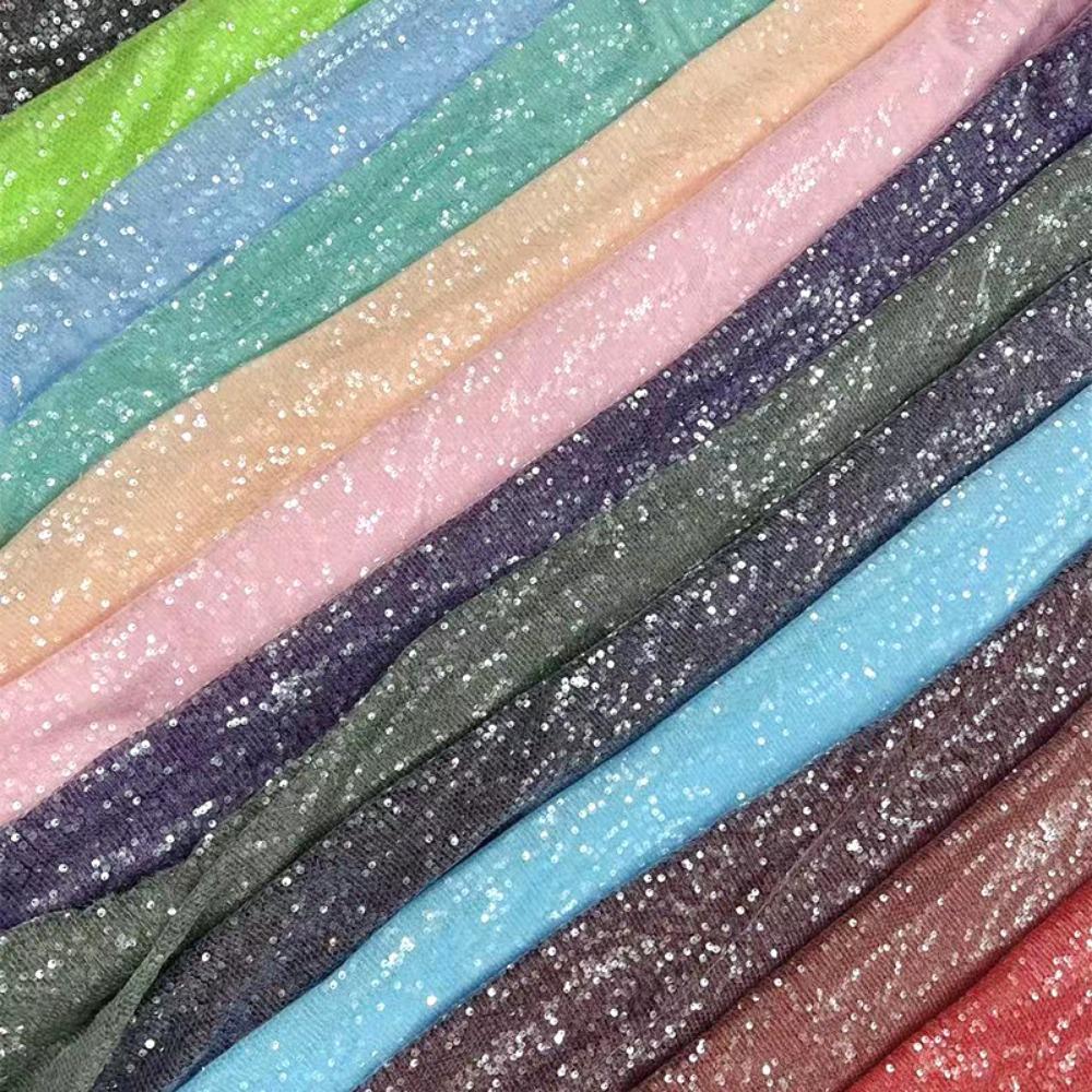 DIY 5mm Dense Glitter Fabric Sequin Embroidered Mesh Sparkle Fabric Bead Lace Material Stage Costumes