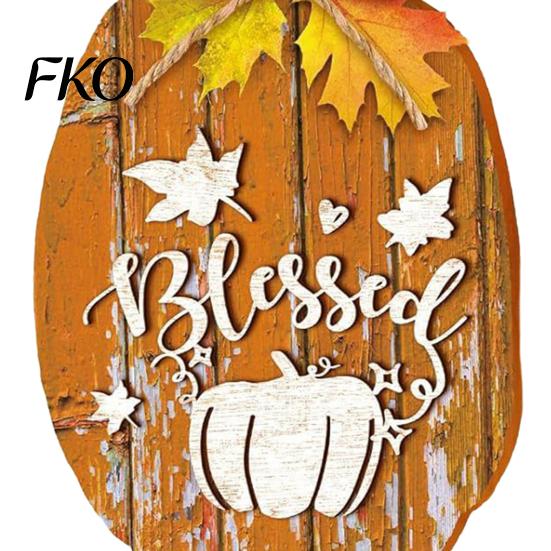 Party Atmosphere Decorations 5Pcs Fall Wooden Pumpkin Door Hanger for Front Door, Rustic Theme Sign Farmhouse Welcome Autumn Thanksgiving Wall