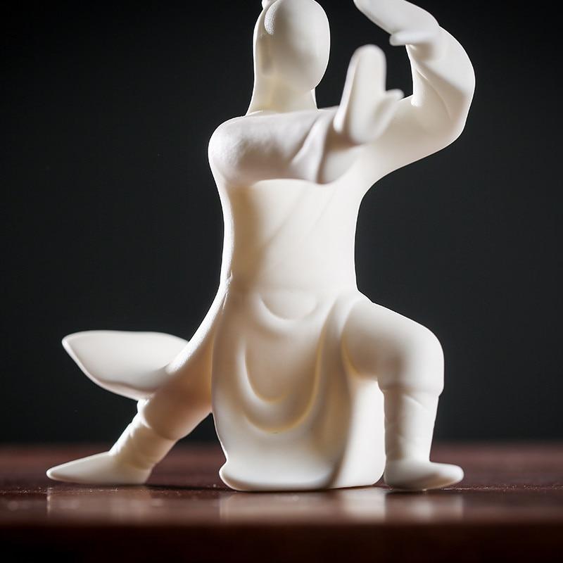 Керамические фигурки Тай Чи, украшение для офиса, рабочего стола, чайный столик, белый фарфор, украшения в стиле дзен, бонсай, цветочный горшок, поделки