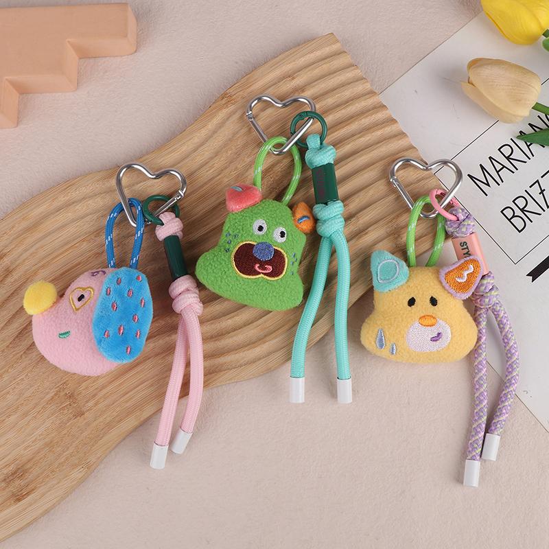 Кавайный брелок для ключей с куклой животного, милый мультяшный брелок с плюшевыми куклами, красочное плетеное веревочное кольцо для ключей, подвеска для сумки, подарки для пары