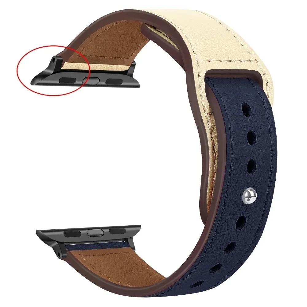 Кожаный ремешок для Apple, ремешок для часов 44 мм, 45 мм, 41 мм, 40 мм, 49 мм, 42 мм, 38 мм, 45, 44 мм, браслет Correa iWatch series 3, 4, 6 SE, 7, 8, ультра